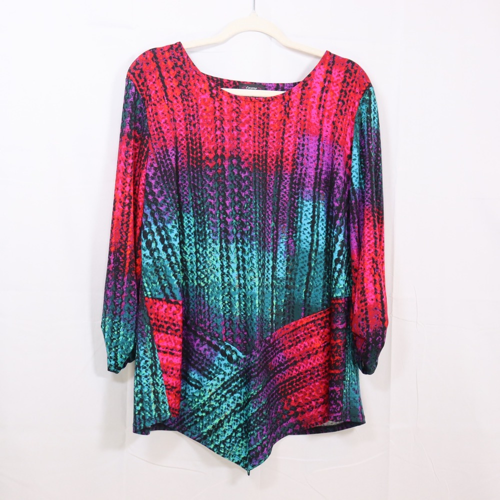 Cocomo Tunic Top XL Multicolor Womens Sharkbite Hem Abstract Blouse
